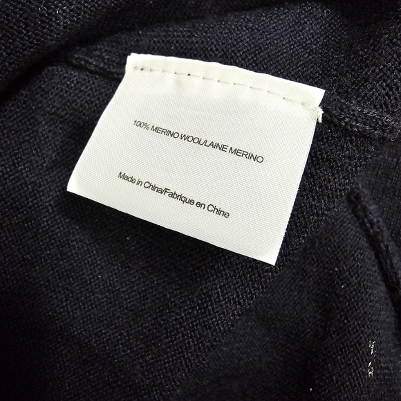 Tory Burch deep navy blue Merino Wool Plunge Neckline Sweater tunic sequin bead - Picture 9 of 9